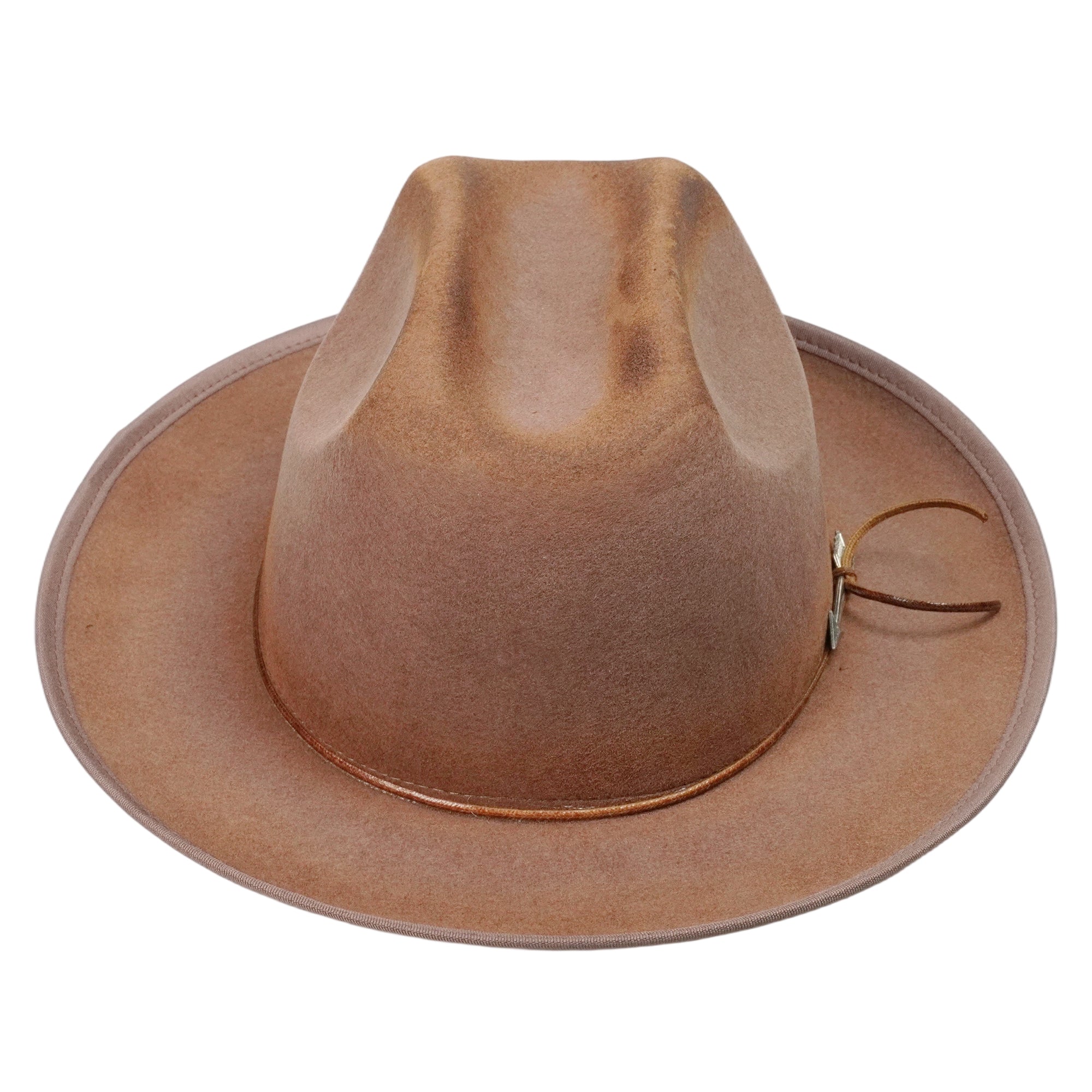 Tan Felt Open Road Hat with Metal Arrow Band