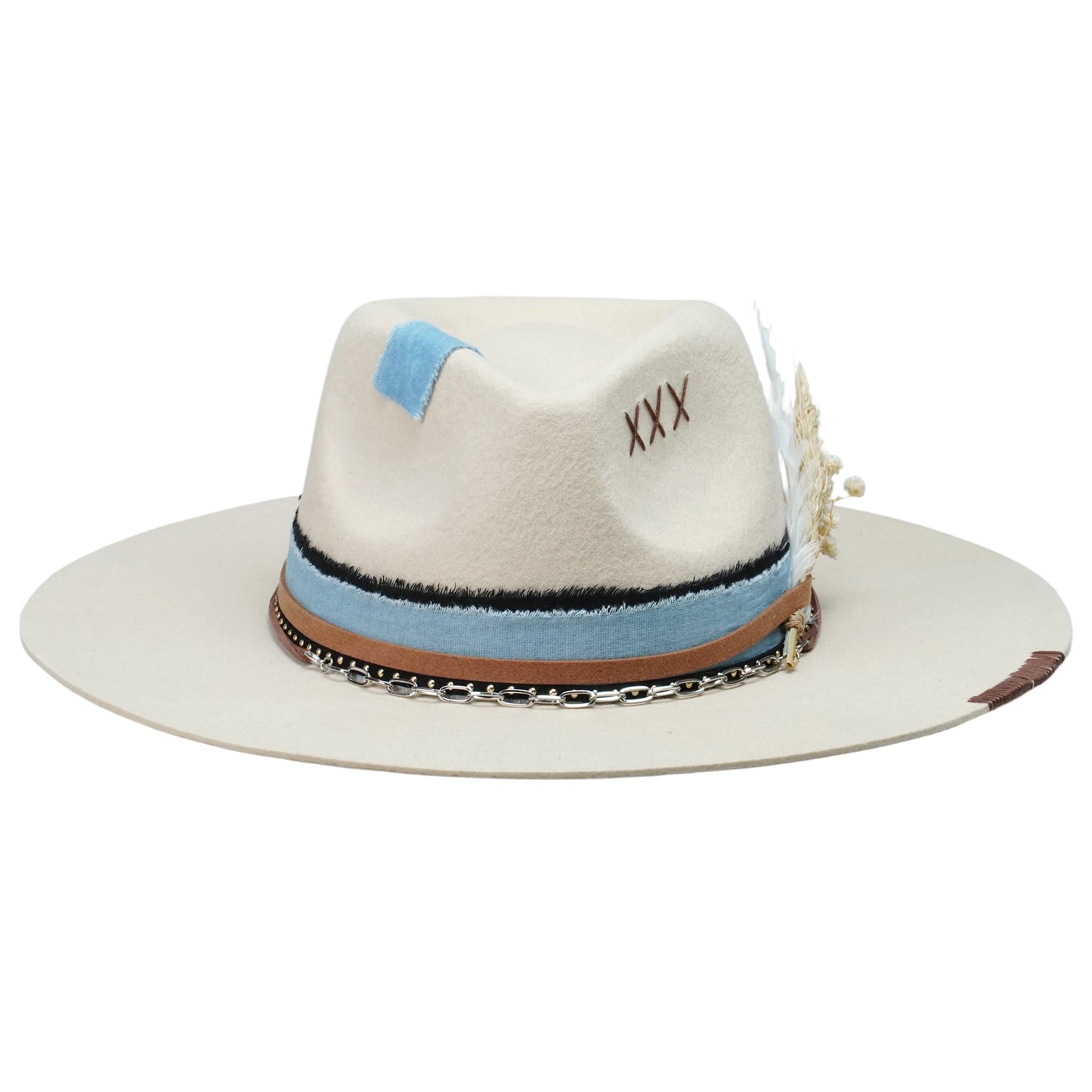 Cream Felt Fedora with Dried Flower Band