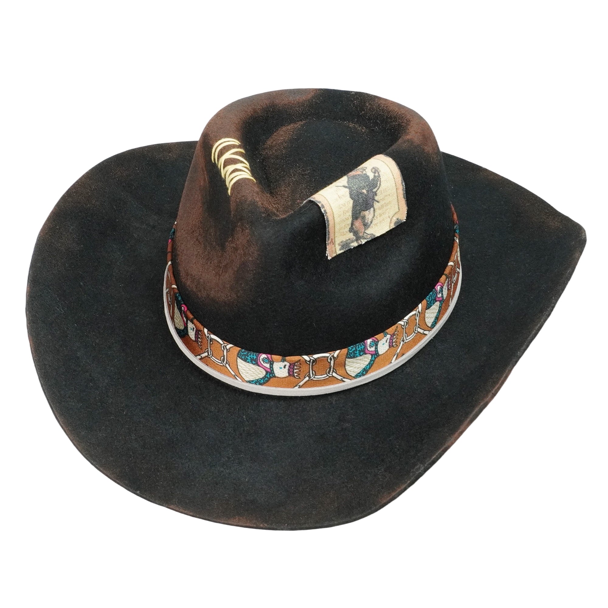 Hand-Burned Urban Felt Hat – Dark Tone, Artisanal Burnt Effect