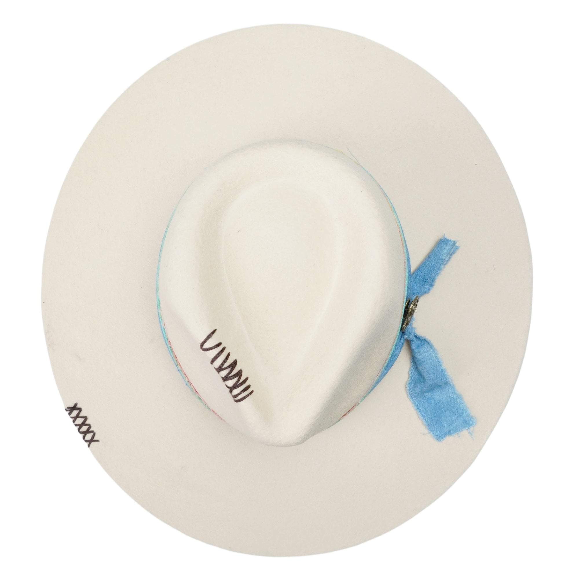 Classic Teardrop Felt Hat – Neutral Tone, Flat Brim, Custom Fabric Band
