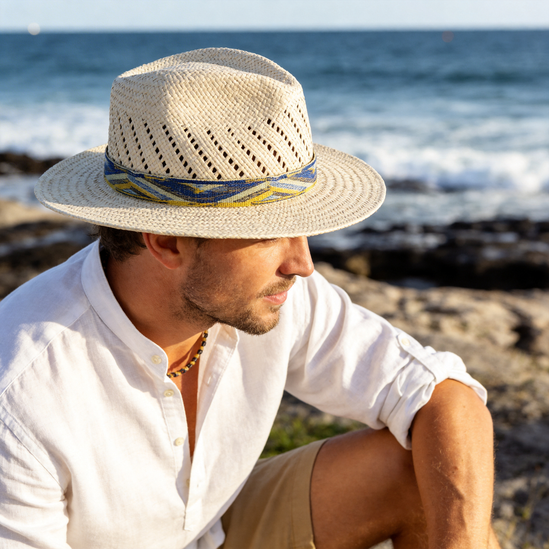 Chic Straw Hat – Woven Trim