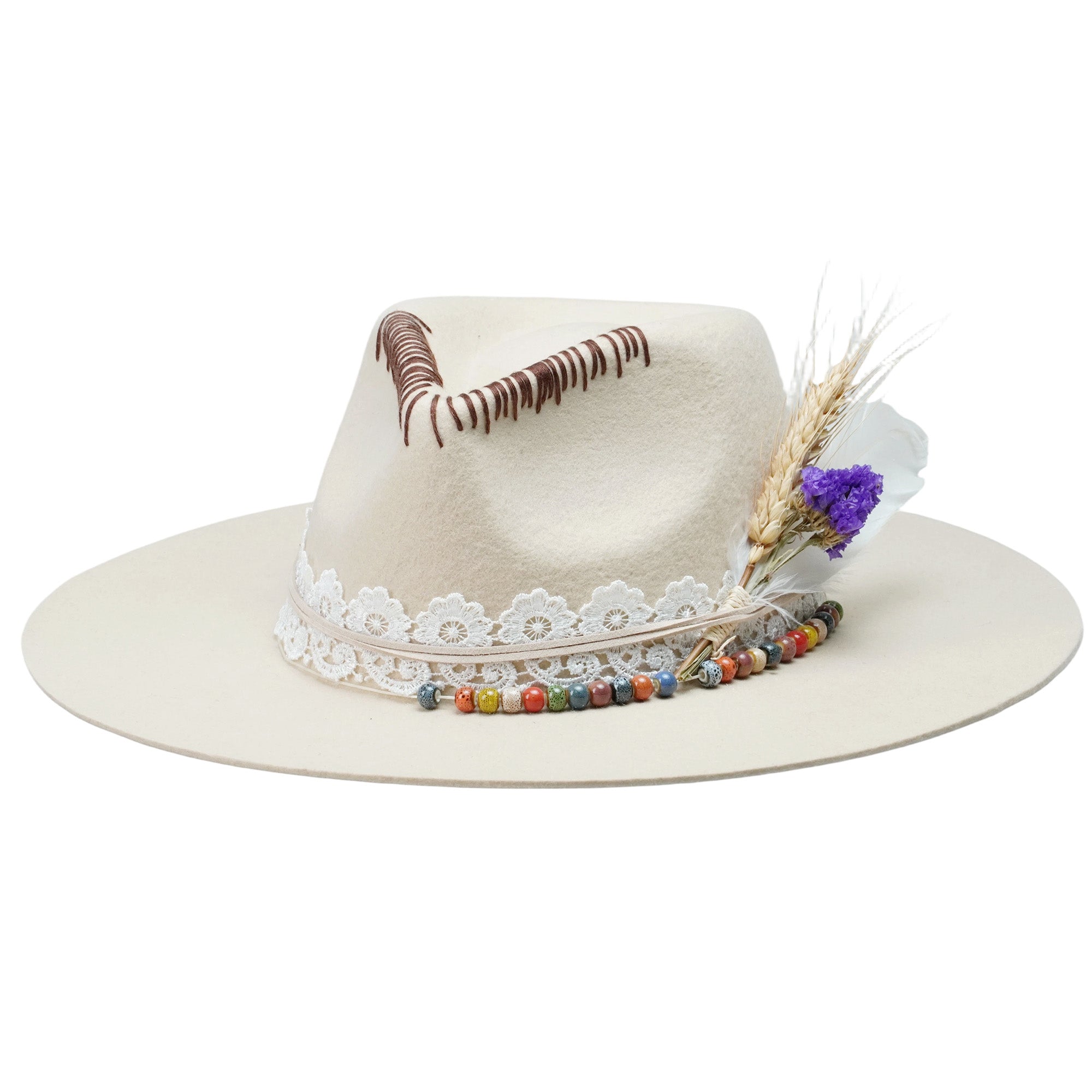 Classic Teardrop Crown - Cream with Colorful Beads