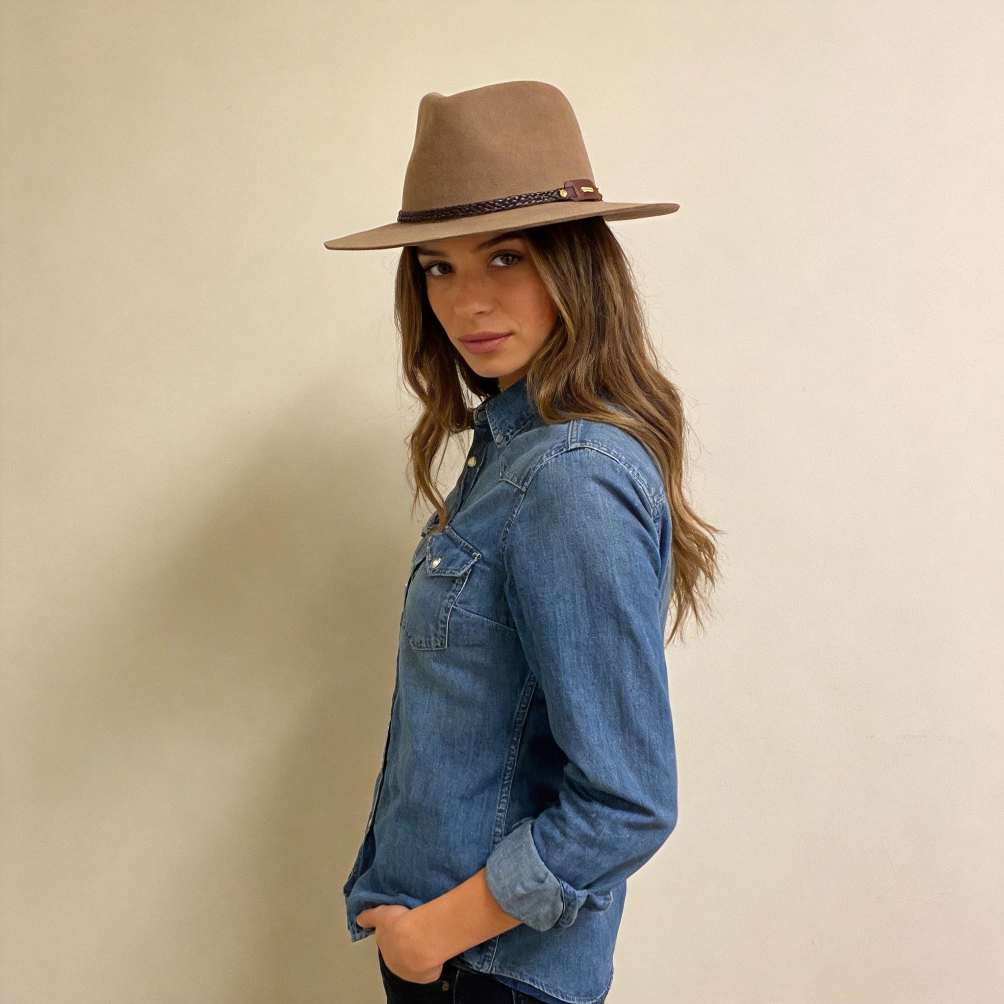 Earth-Tone Flat-Brim – Woven Leather Band