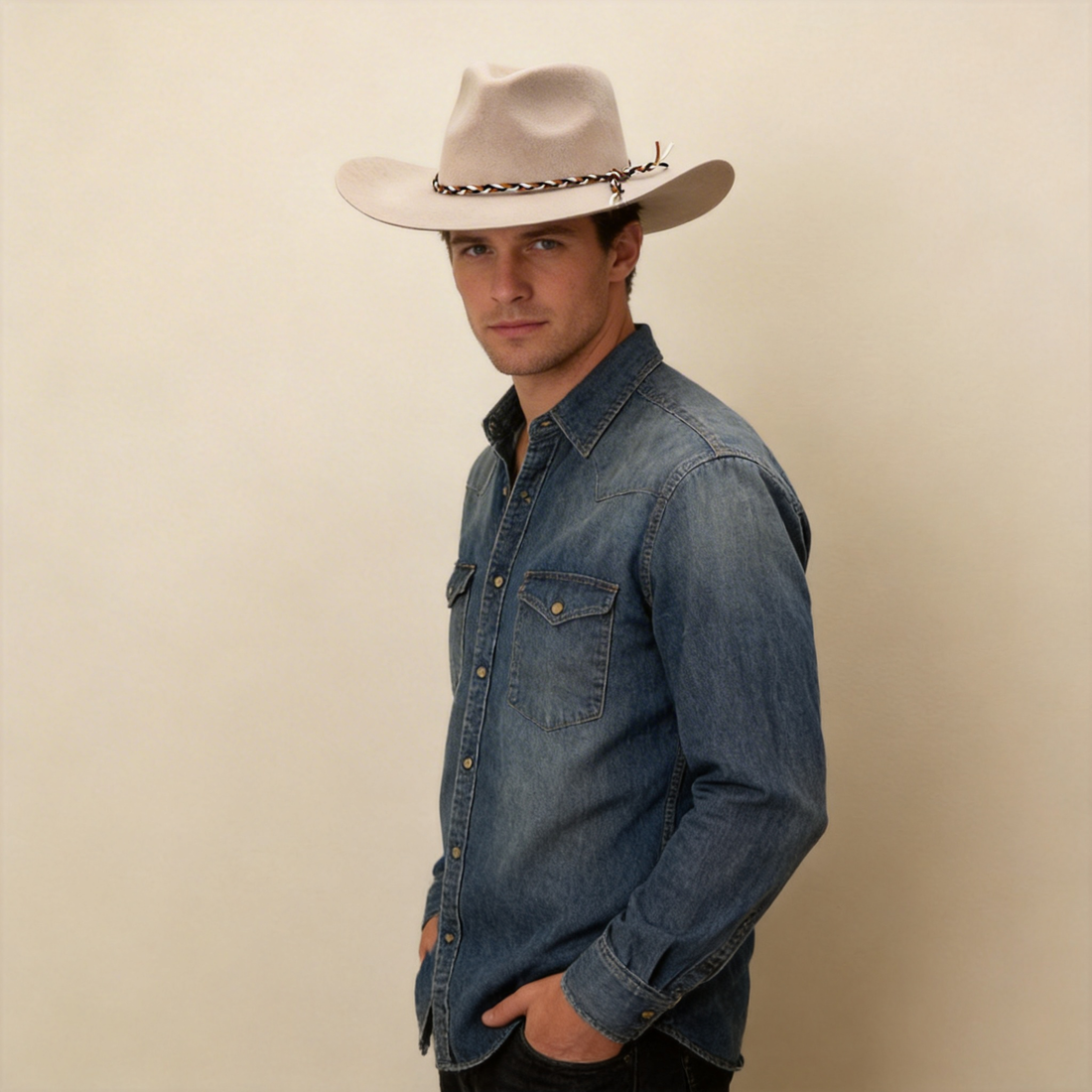 Three-Color Cord Hat – Minimalist Oatmeal