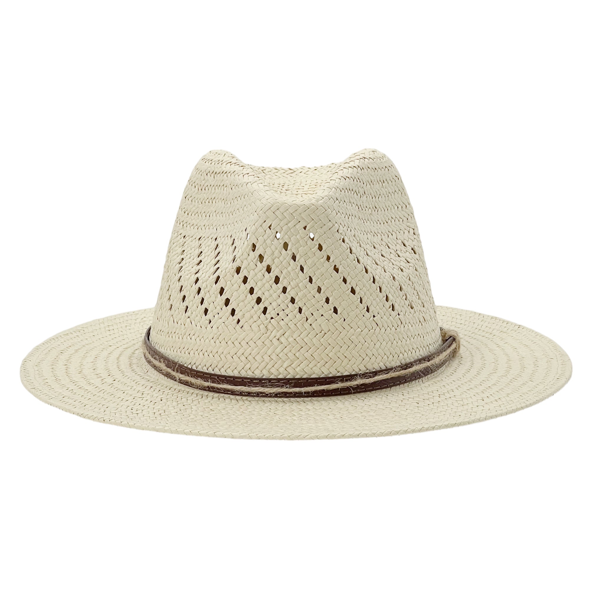 Straw Hat – Beige with Openwork Crown