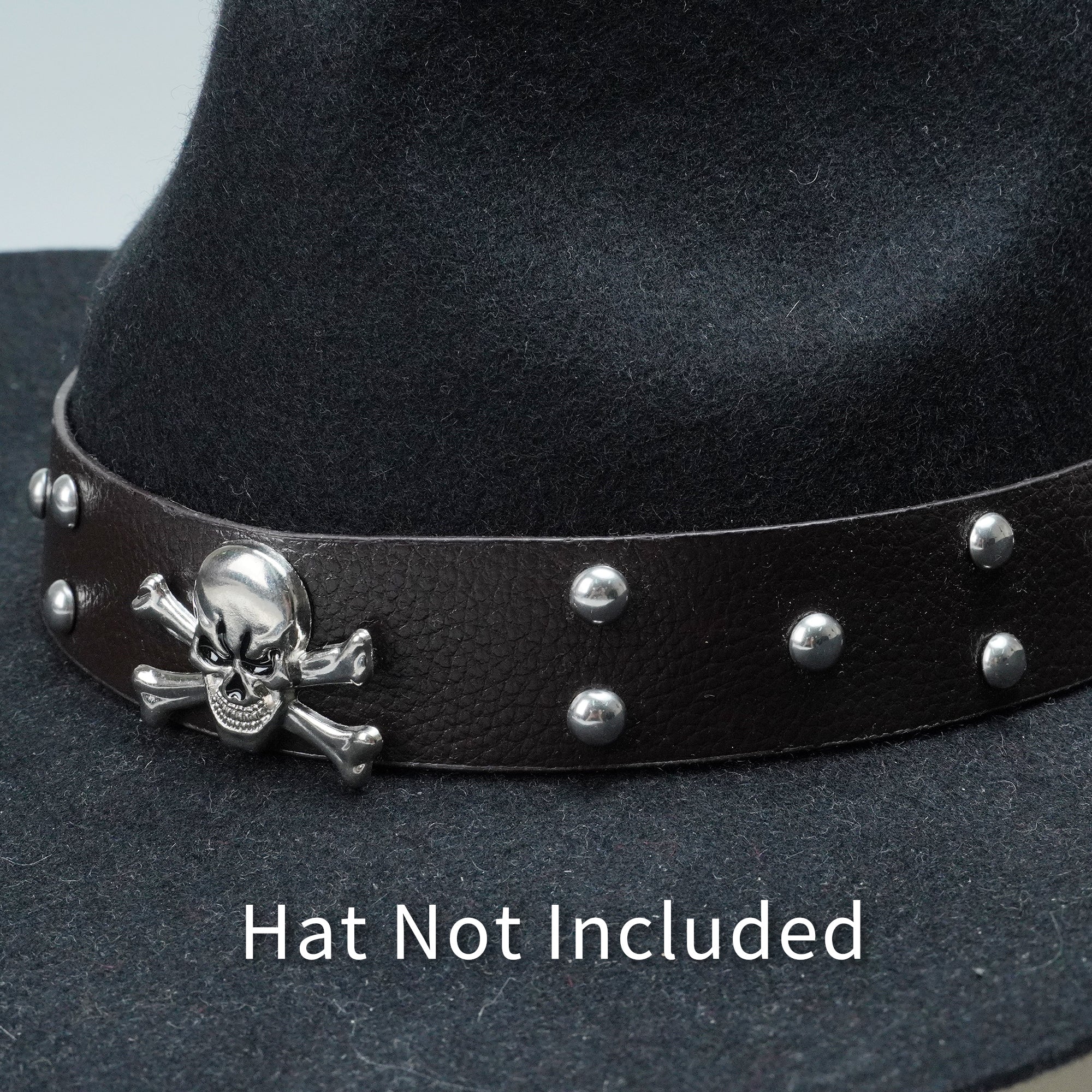 SILVER SKULL LEATHER HAT BAND