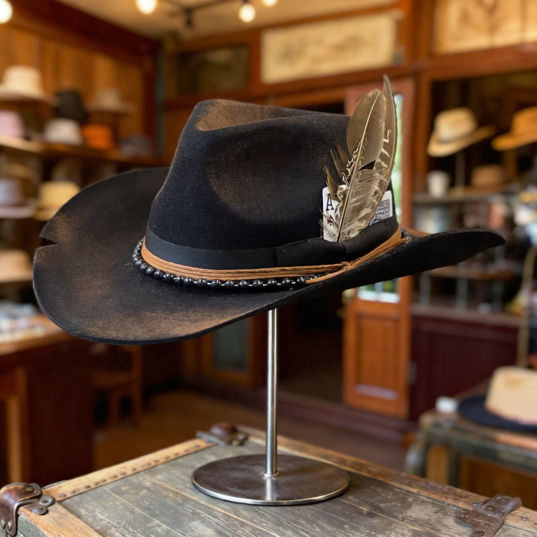 Hand-Burned Western Hat