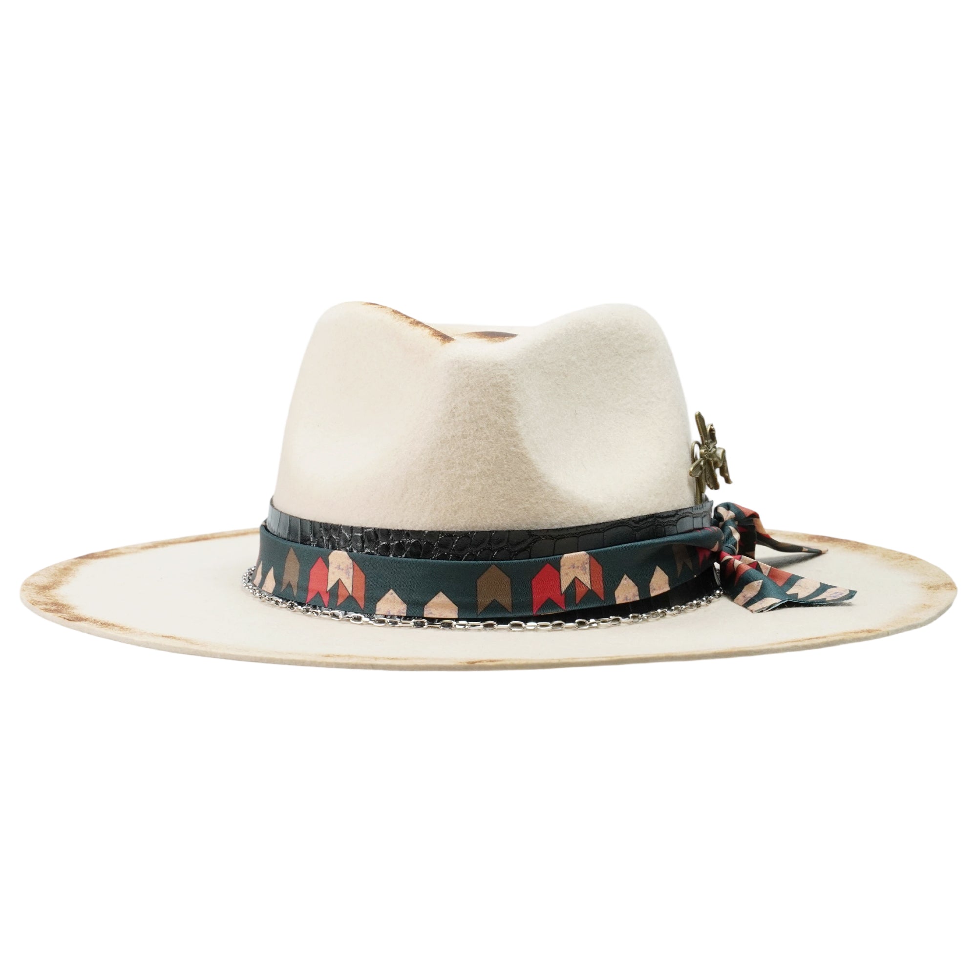 Contemporary Felt Hat – Sculpted Silhouette, Eclectic Trim