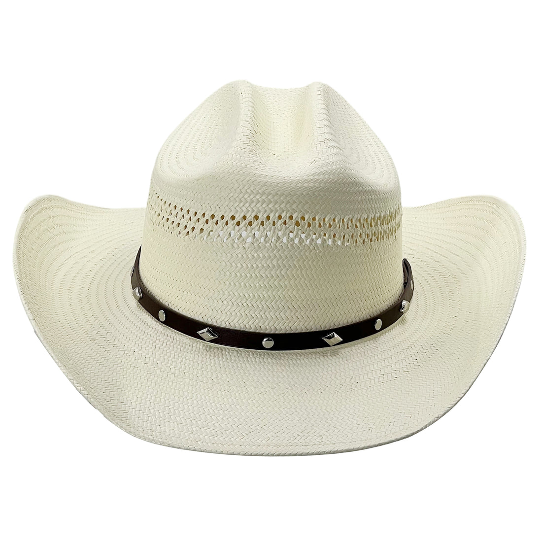 Leather Band -Woven Summer Hats Metal Edge