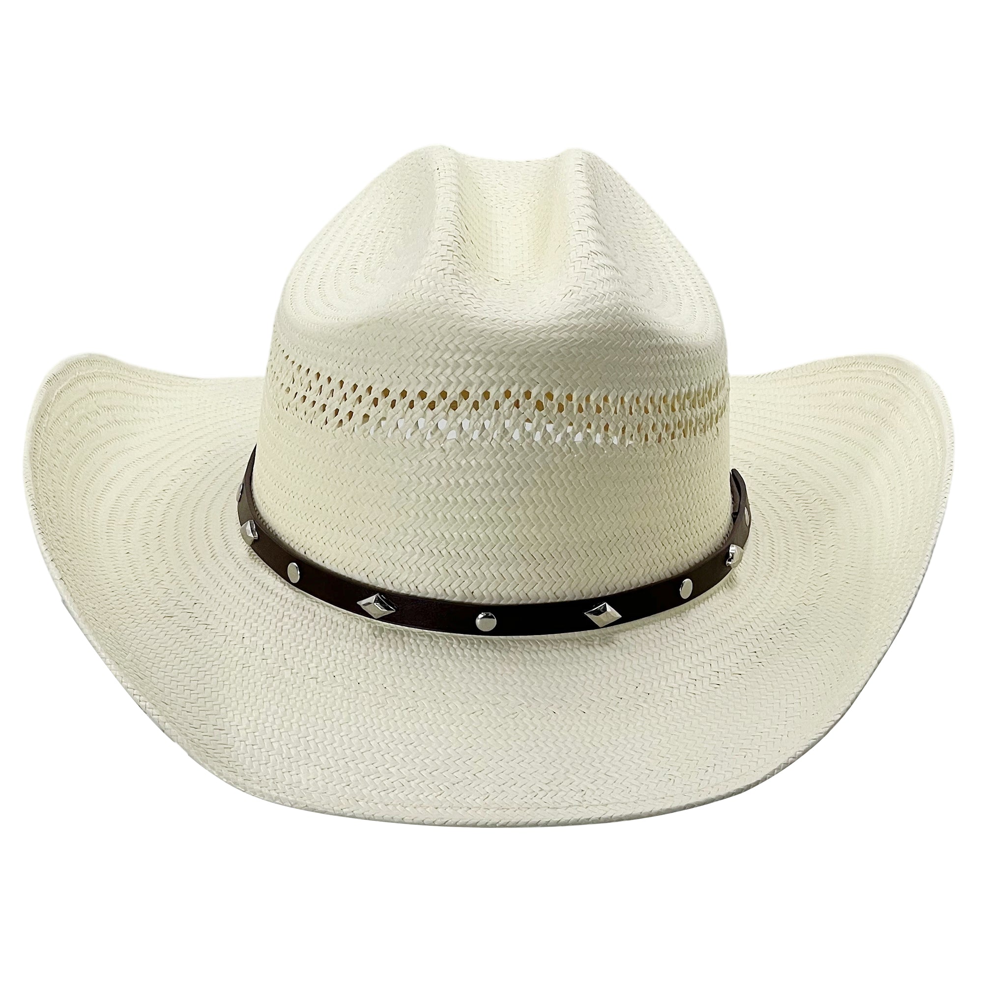 Leather Band -Woven Summer Hats Metal Edge