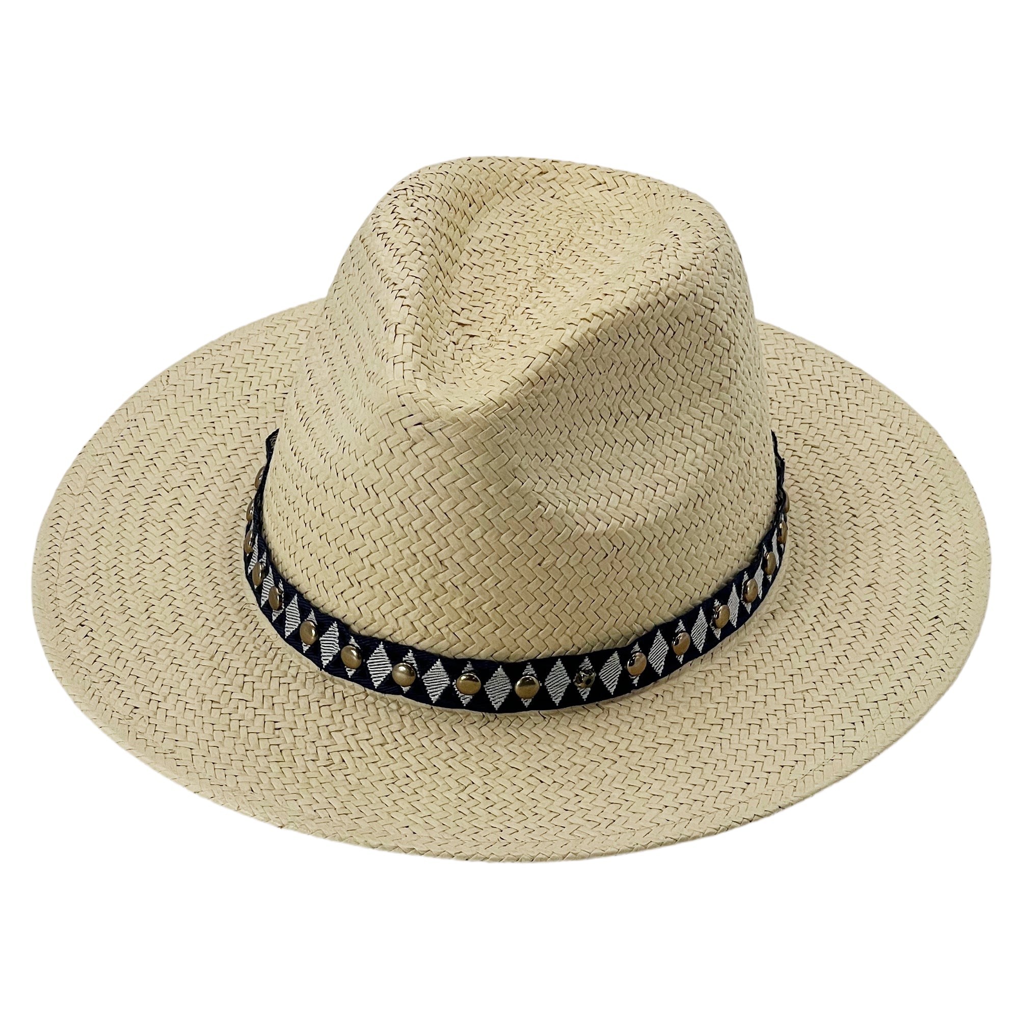 Beige Straw Hat – Woven Trim & Simple Clasp
