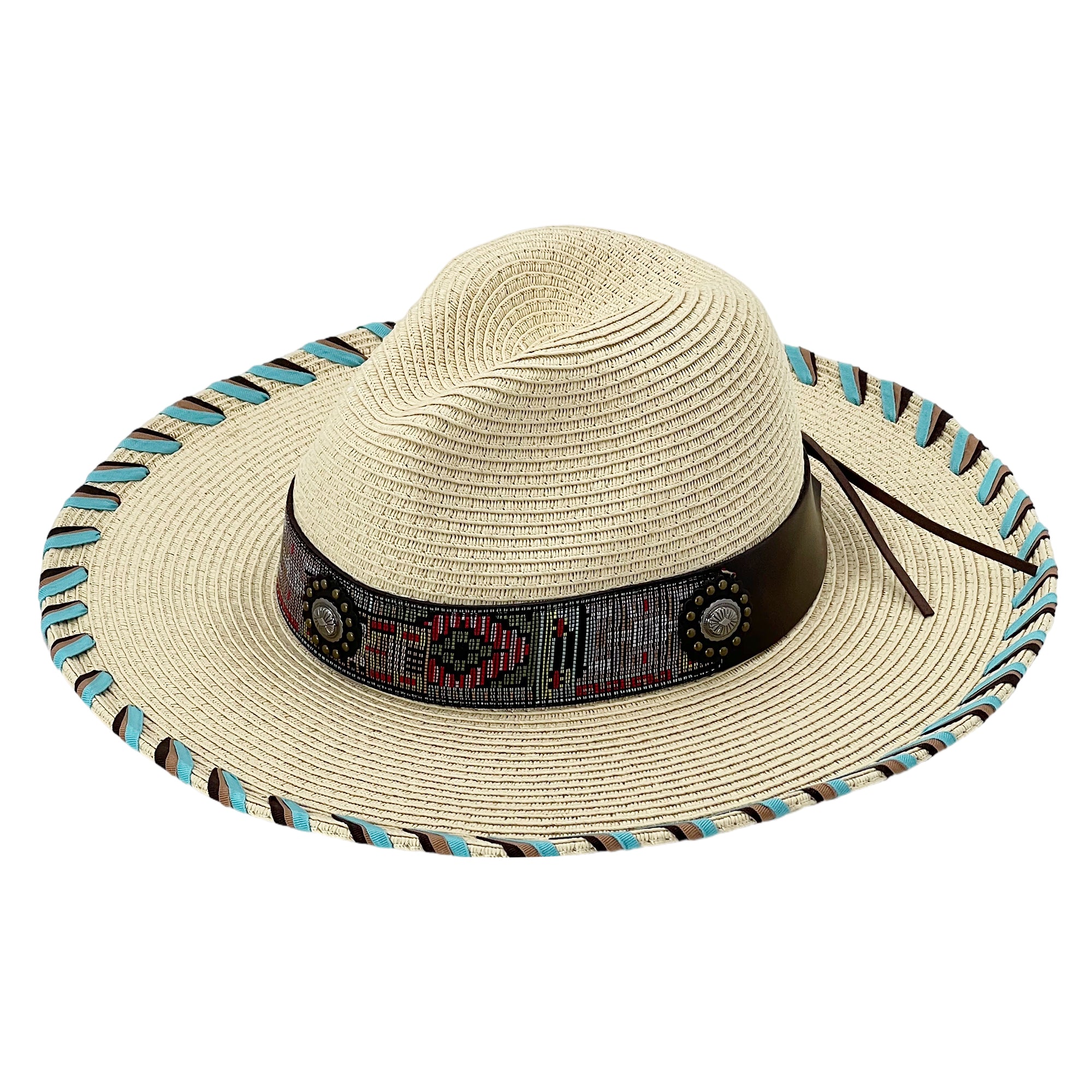 Wide-Brim Straw Hat – Textured Edge, Stylish Hatband