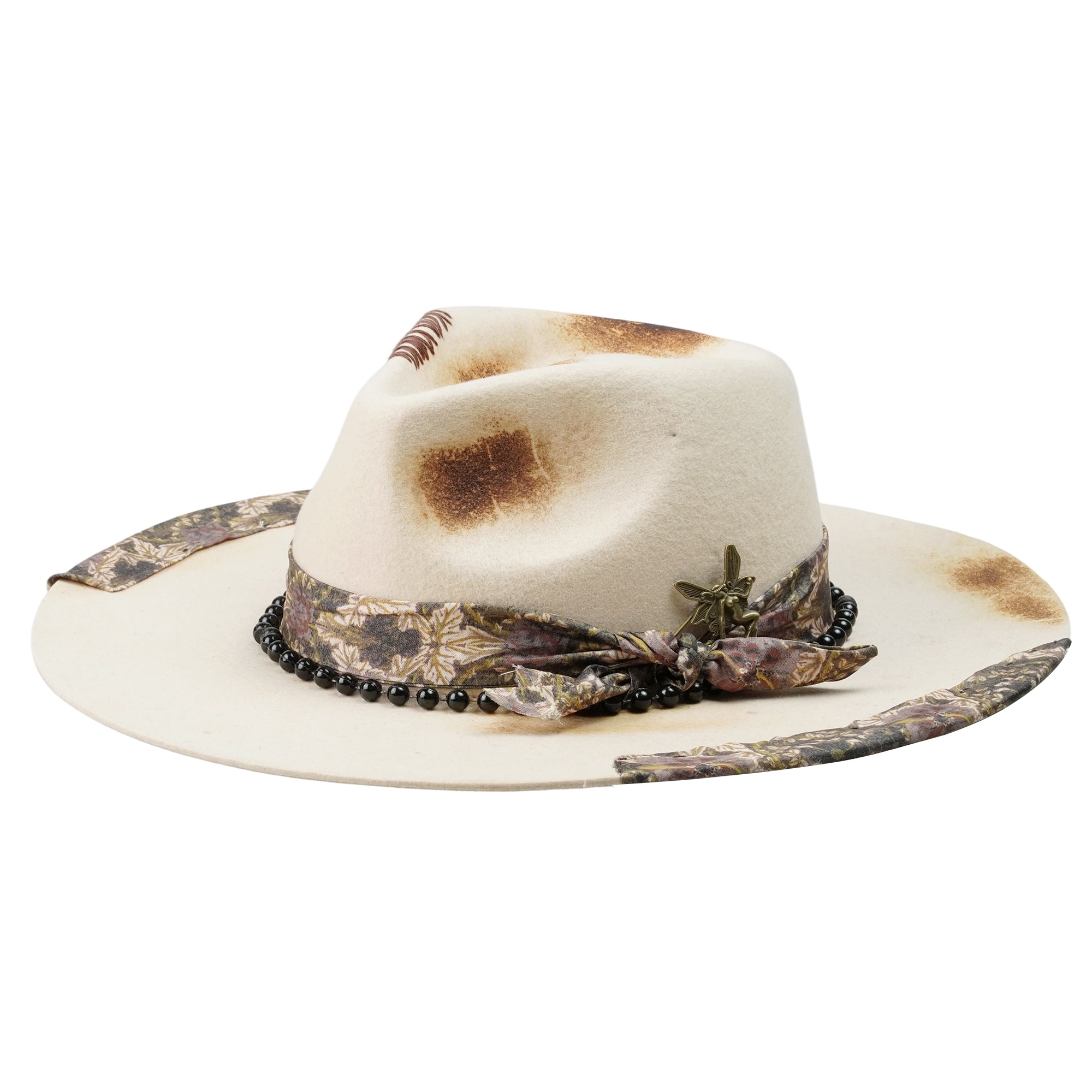 Hand-Burned Refined Felt Hat – Subtle Hue, Edgy Flame Marks