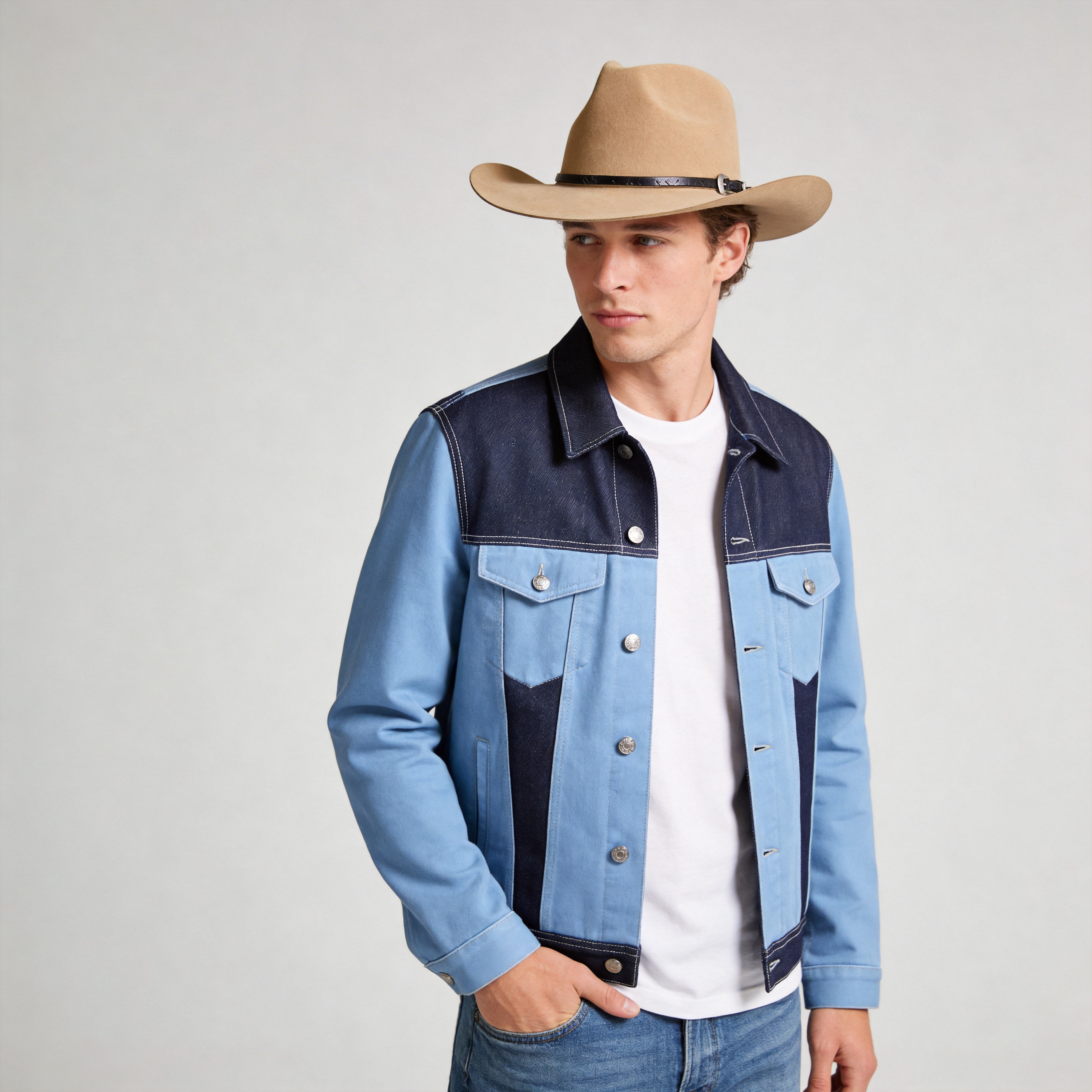 Khaki Cowboy – Minimalist Leather Accent