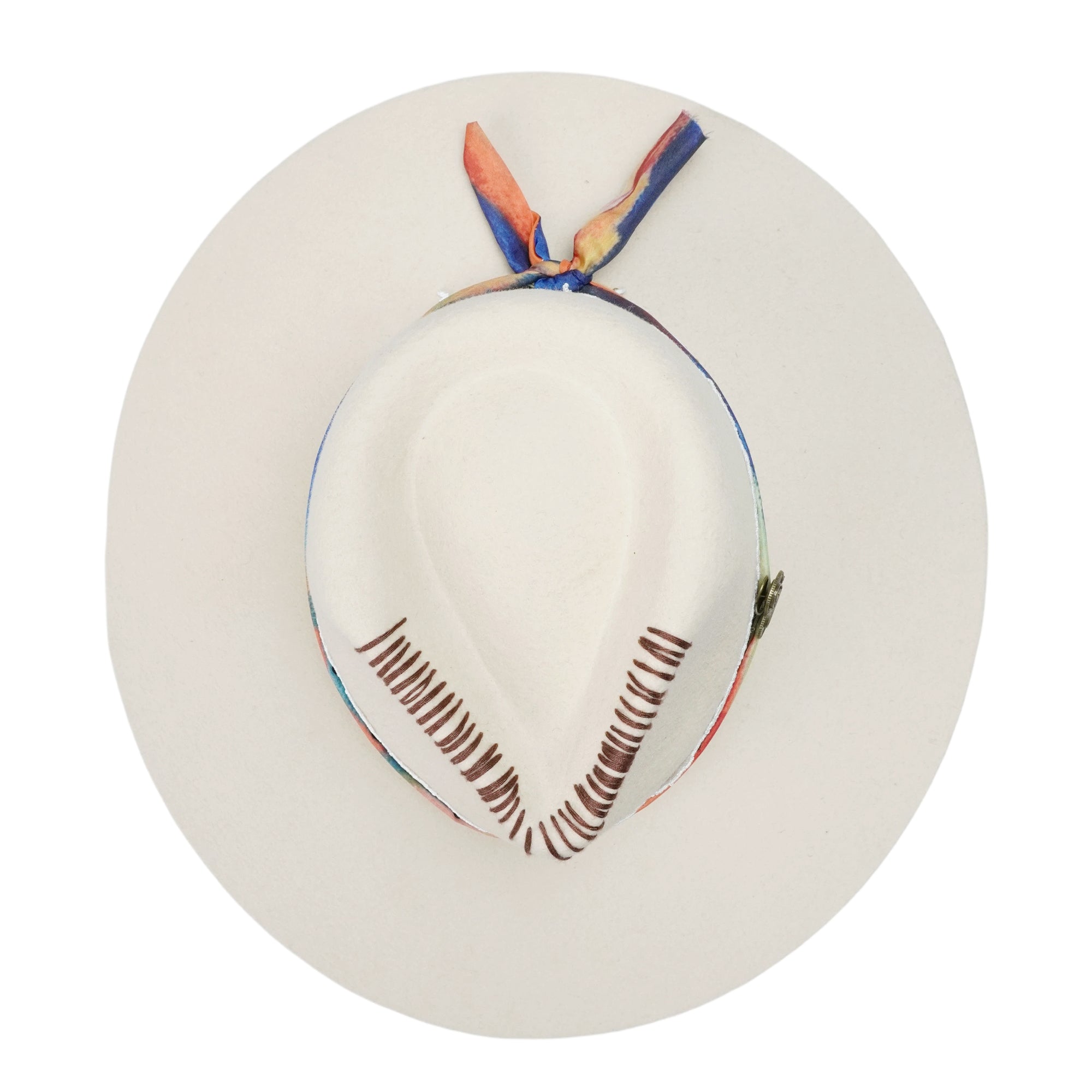 Off-White Felt Hat - Stitched Crown with Lace & Coppery Accent